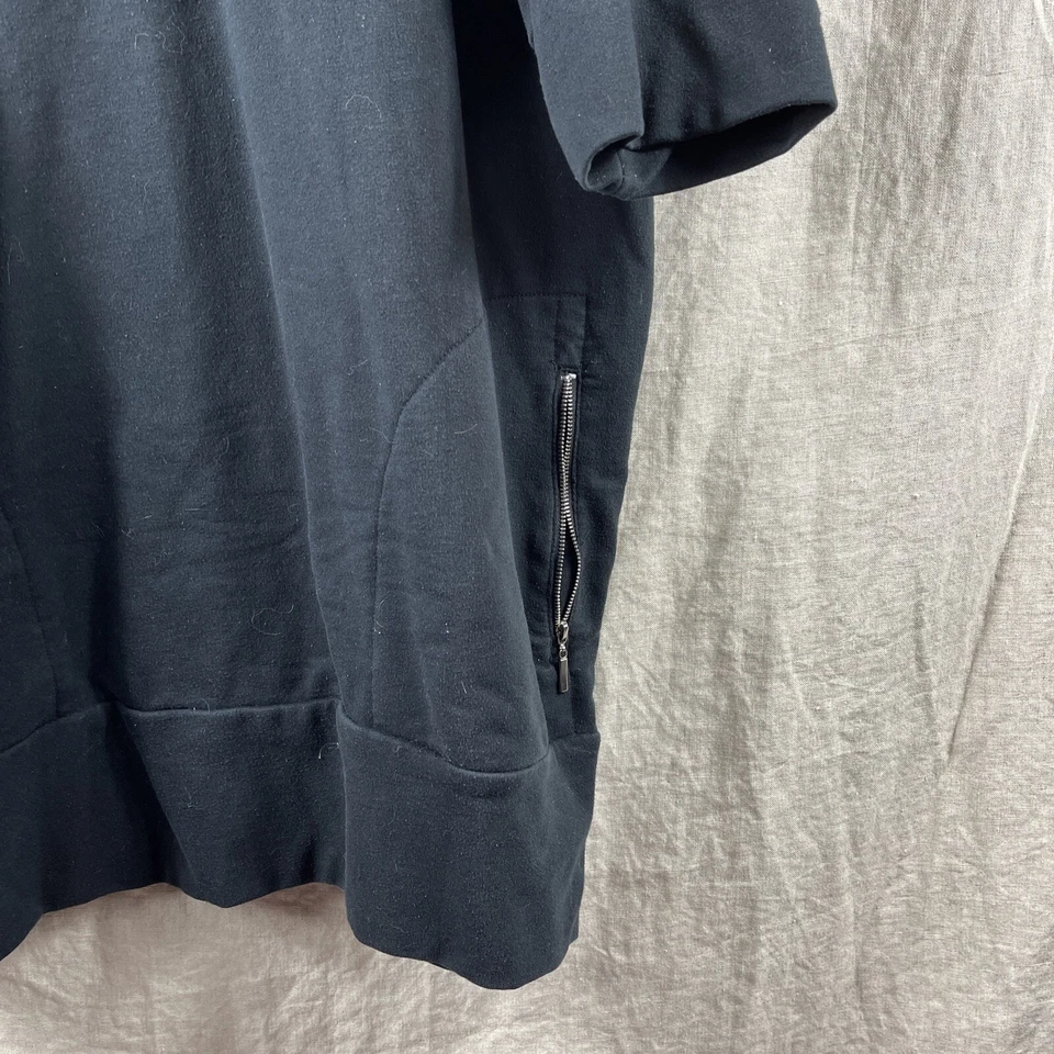 Vestido corto Merona para mujer negro manga 1/2 1/4 cremallera cuello bolsillo talla grande Foto 4 de 4