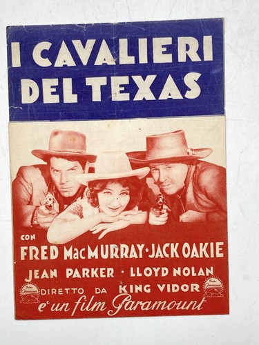 I CAVALIERI DEL TEXAS K. Vidor F. MacMurray Pieghevole pubblicitario  1937 - Picture 1 of 3