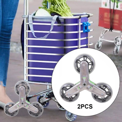 2PCS Tri Wheels Black Shopping Trolley Folding Stair Climbing