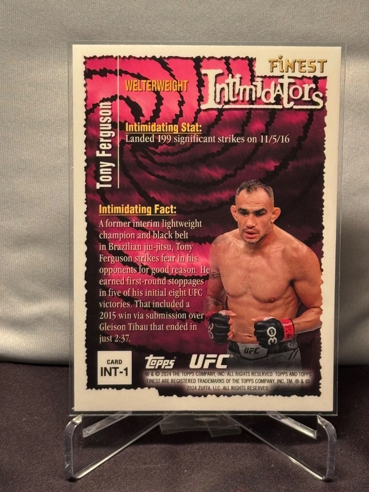 2024 Topps Finest UFC - TONY FERGUSON - INTIMIDATORS - Aqua Glitter #INT-1 - Image 2 of 2