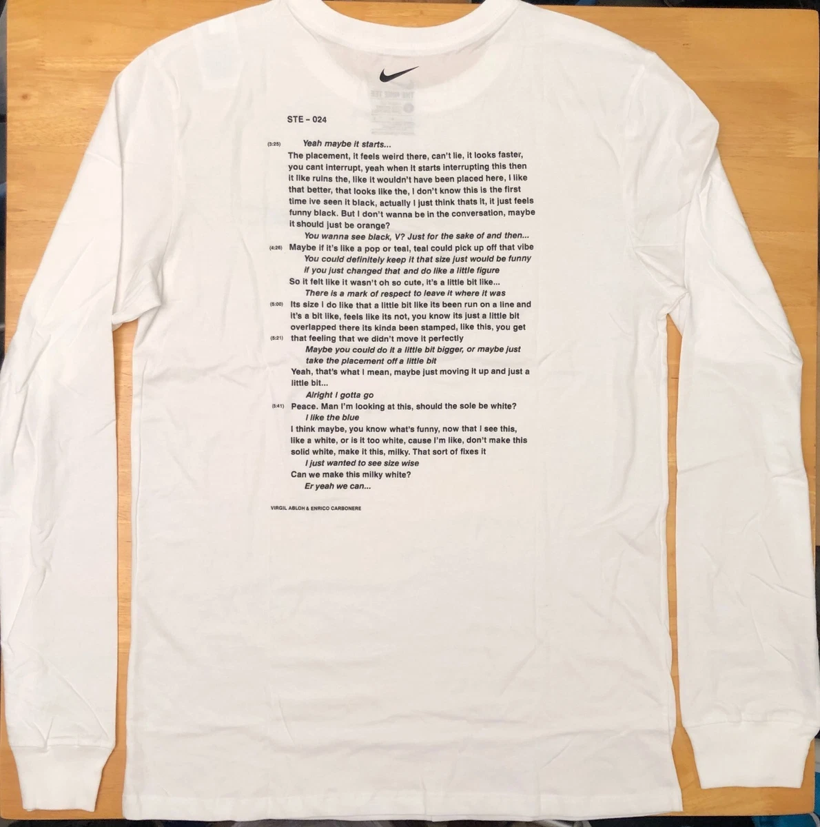 Nike x Off-White Campus White Long Sleeve T-Shirt Ships Same Day | eBay