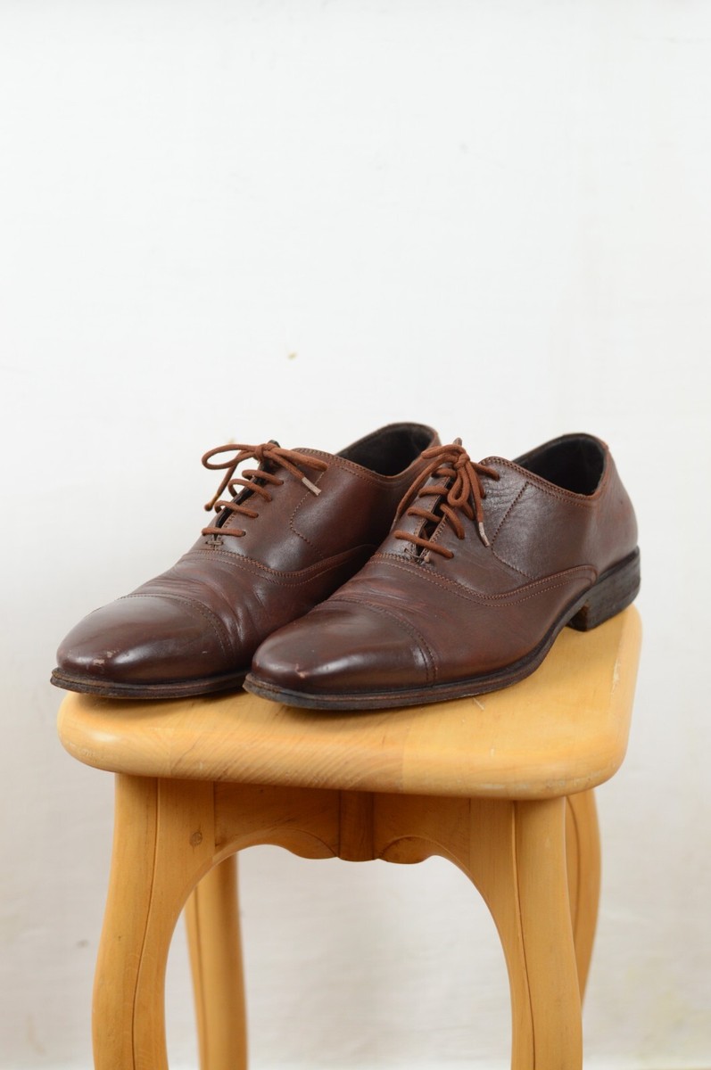 Gucci Cognac Brown Oxford Men\'s Dress Shoes EU 41. Vintage 1970s Gucci Oxfords // Mens Brown Leather Lace up  main image 4