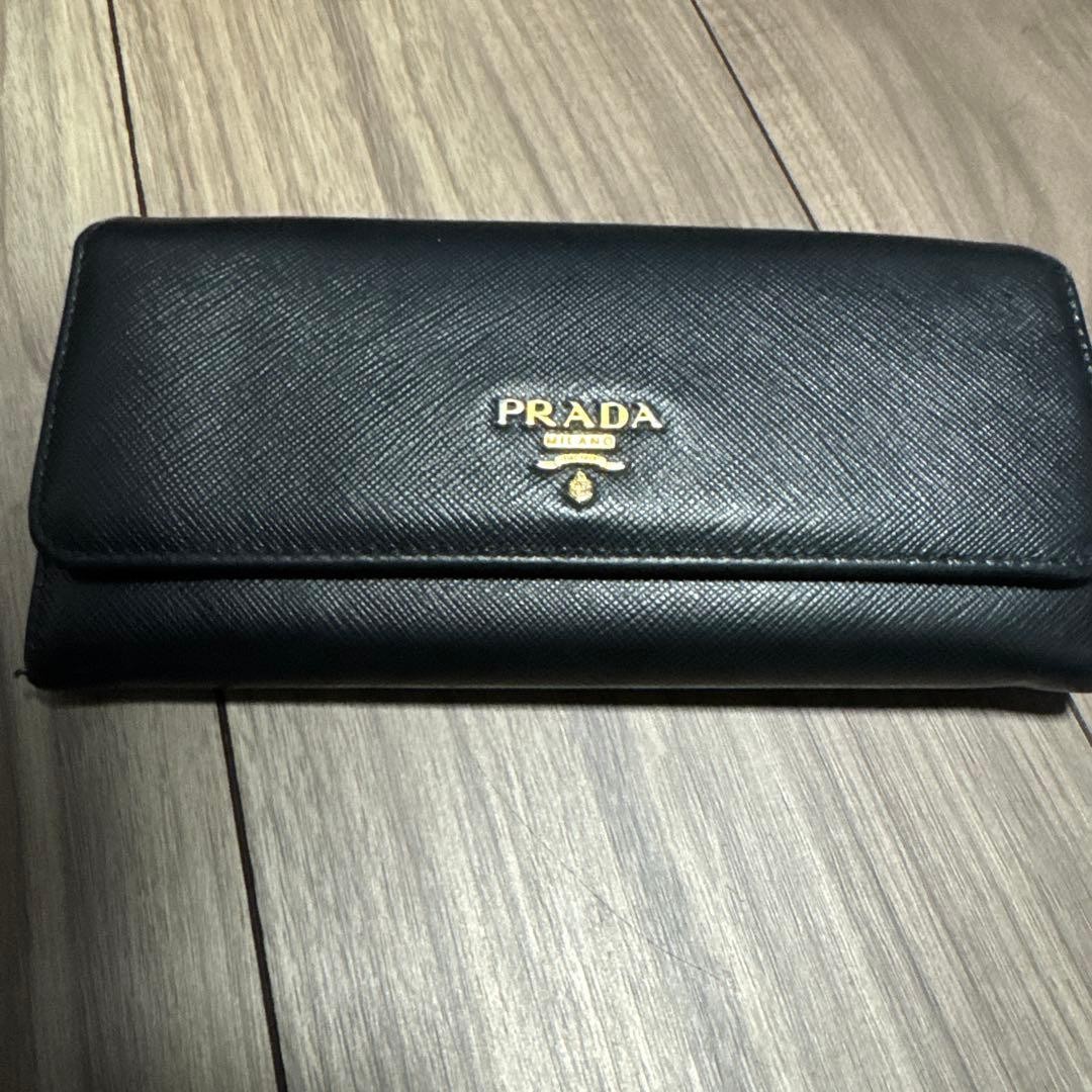 PRADA Saffiano Leather Long Wallet Black and Pink Interior 7.5 x 3.5 x 1.0"Italy thumbnail 7
