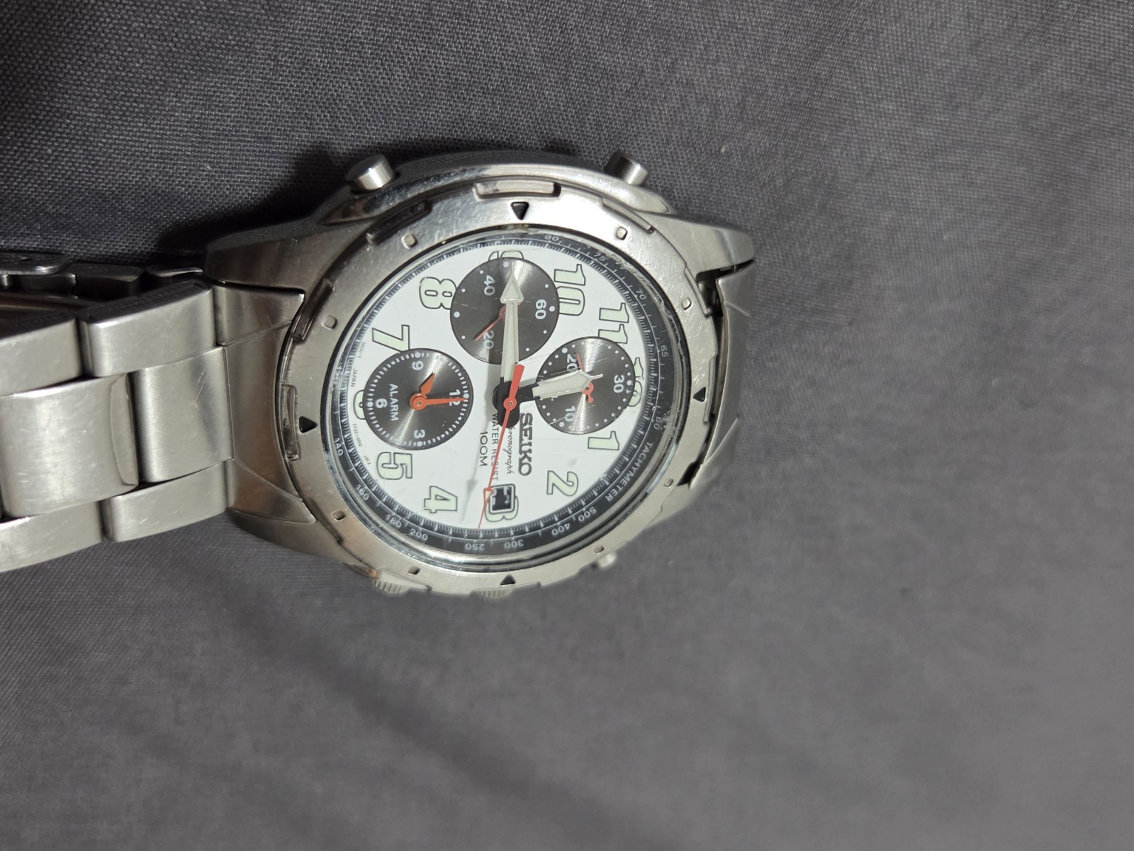 セイコー【パンダ/稼働】クロノグラフ デイト シルバー 7T32-6M30 Vintage Seiko 7T32-6M30 Chronograph Alarm Panda Dial … - Gem
