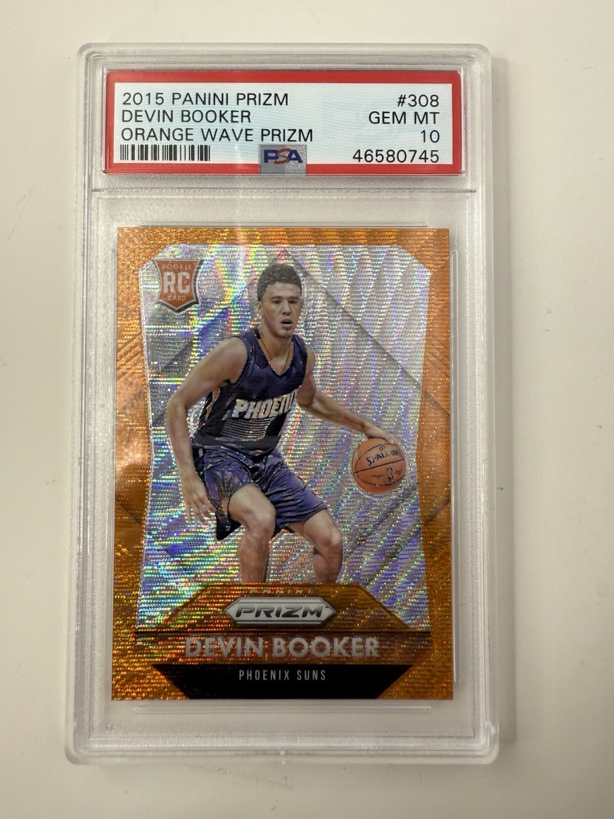 2015-16 Panini Prizm - Devin Booker #308 Orange Wave (RC) PSA 10