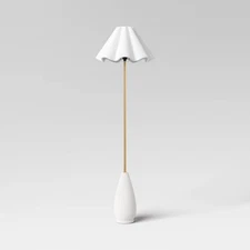 Wavy Shade Collection Ceramic Base Floor Lamp White - Threshold