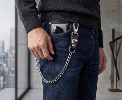 custom made 20in skull wallet chain