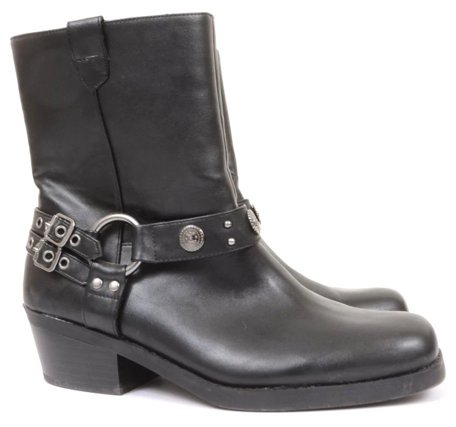 Wild Pair Sherri Women's 10 Harness Moto Booties Biker Rocker Vegan Leather - Image 2 of 4