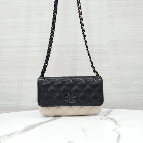 CHANEL WOC Chain Flap Phone Holder Bag Shiny Lamb AP3247 161090728 [P]