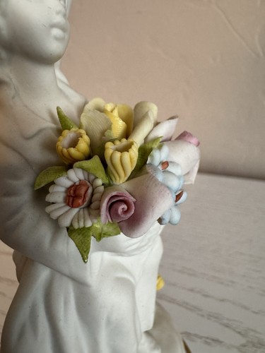 Capodimonte Porcelain Marcolin Brothers Figurine of Sitting Girl with Flowers - Picture 5 of 8