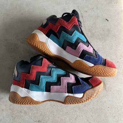 Converse VLTG Mid Womens Size 7 Red Blue pink Teal White Chevron Sneaker Shoes