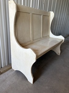 Vintage Wooden Door Church Pew, 3' 9" Porch Bench Entry Foyer Dining Seating