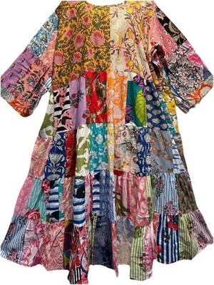 Nwt FUNKY STUFF nothing matches patch cotton maxi hippy boho DRESS