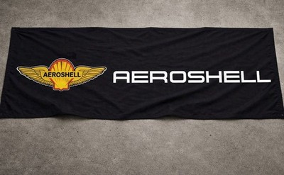 Aeroshell  Banner Flag 2x8ft - Garage Wall Art & Outdoor workshop Garage Sign JD
