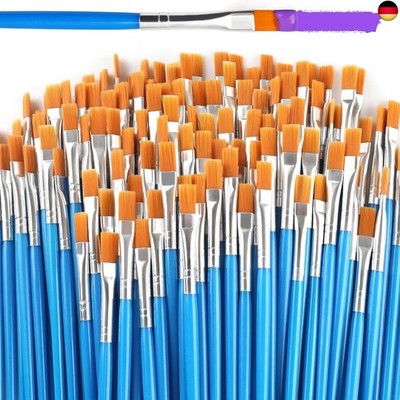 Halobios 100-teiliges Pinselset, Flache Nylon Acrylfarben Pinsel für Erwachsene