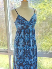 Vintage Y2k Maxi M Blue Black Floral Dress Boho 