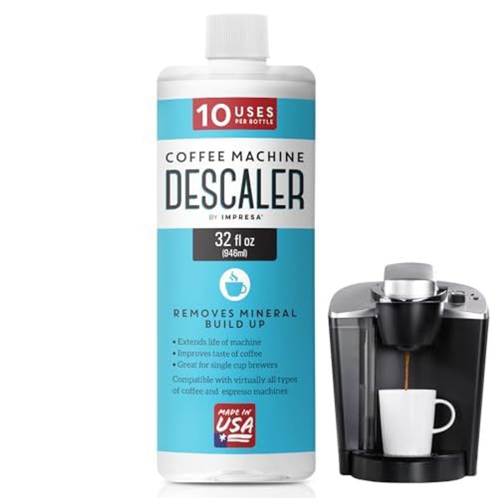 Coffee Machine Descaler 32 Fl Oz IMPRESA Uses 32oz Keurig Virtually Single maker