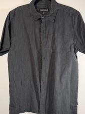 Men's Freeworld black  white striped button-up shirt size M
