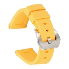 Silicone Watch Bands 20mm Soft Watch Band with Silver Buckle, Yellow
