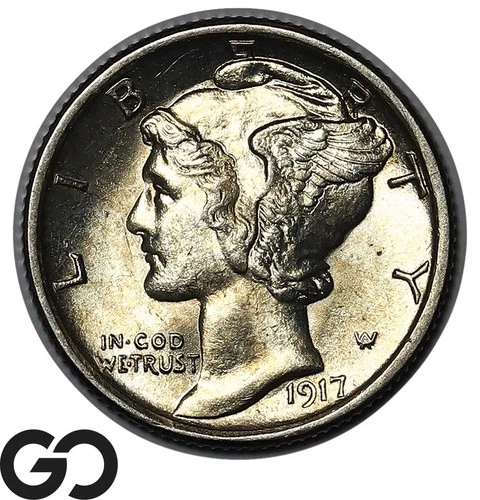 1917 Mercury Dime Full Split Bands, Gem BU++ FSB Better Date