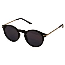 Black and silver round horn rimmed fashion sunglasses