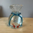 Vintage Murano 2 Goldfish in a Bag Art Glass Statue Large 6" Paperweight