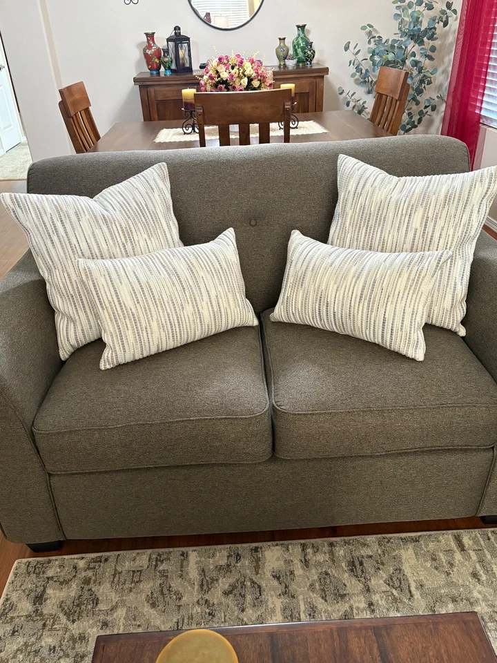 Fundas de Almohada Boho Rayas Chenilla 20x20 y 12x20 Gris/Blanco Almohadas  Foto 2 de 4