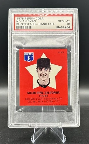 NOLAN RYAN PSA 10 GEM MINT 1978 PEPSI COLA SUPERSTARS HAND CUT  RARE POP 11