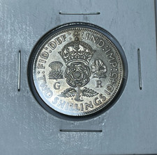 1945 Great Britain 2 Shillings Silver Coin Excellent BU Condition