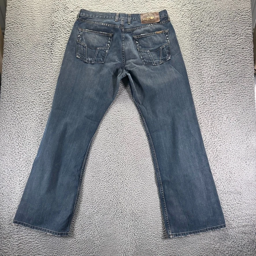 Vintage Lucky Brans Jeans Mens 34x32 Blue Santa Cruzer Loose Baggy Cotton USA - Image 4 of 4