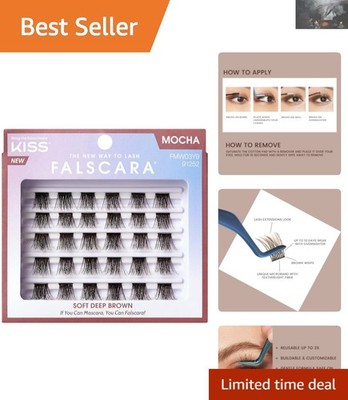 Mocha Wisps: 24 Stackable Natural Volume Lash Clusters - Waterproof & Reusable