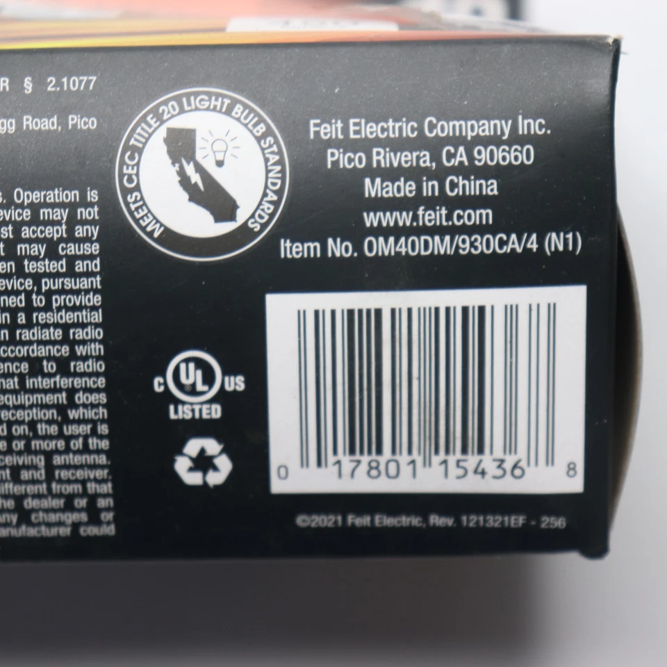 (4-Pk) Feit Electric LED Bulb Bright White 40 W OM40DM/930CA/4 - Image 2 of 4