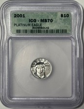 2001 1/10 Oz $10 Platinum American Eagle Statue of Liberty ICG MS70 3990.00 per troy oz