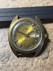 Mens Vintage Timex Q Falcon Eye Quartz Gold Bezel Watch 38mm For Parts/Repair