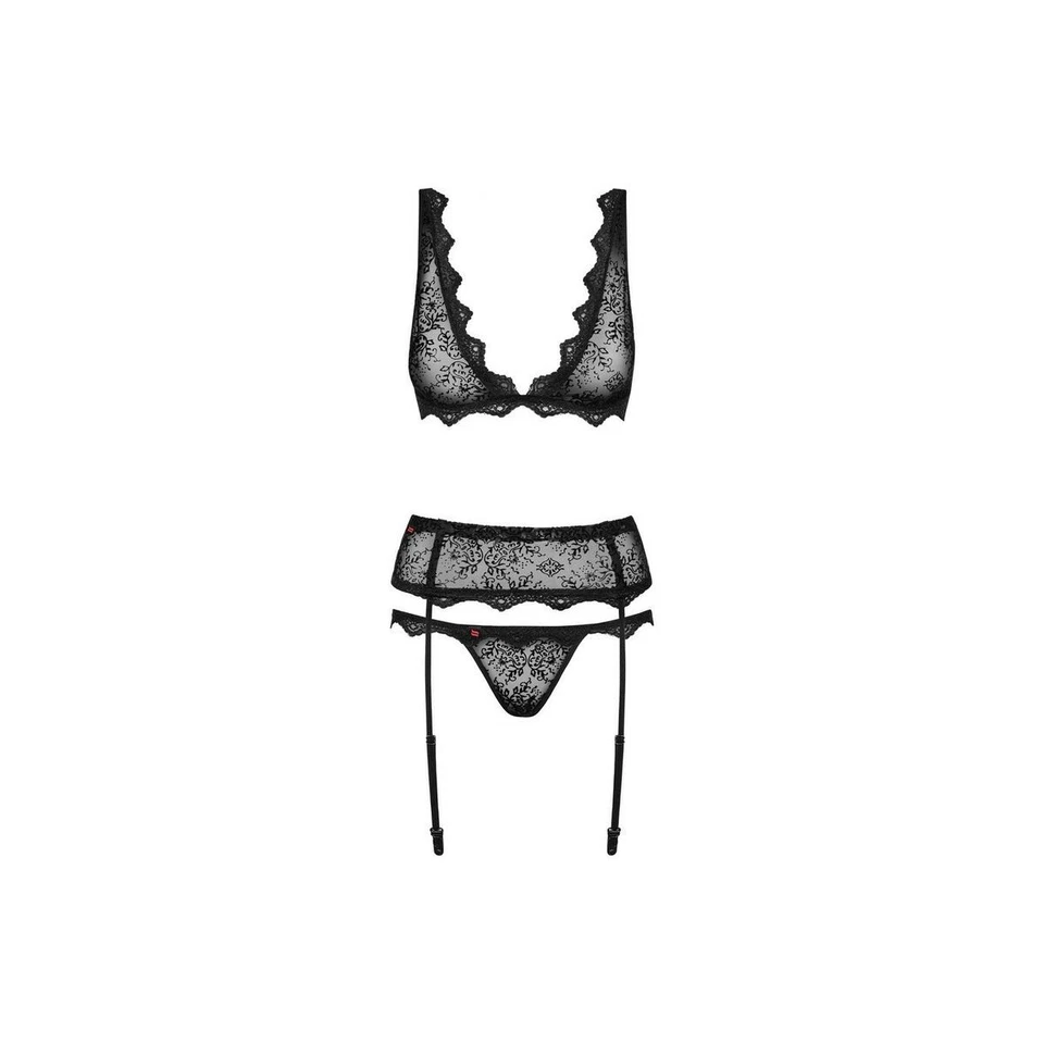 Spitzenunterwäsche-Set Obsessive Emperita Schwarz L/XL - Bild 3 von 4