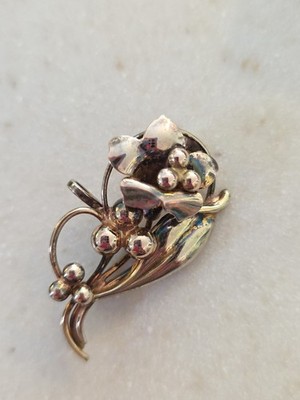 Vintage Signed A & Z, 12k GF on Sterling Silver Flower Brooch Pin Vintage 4.91 G