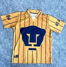 Pumas UNAM Danall Retro Fan Jersey Mens Small Gold Blue Striped Linea Retro