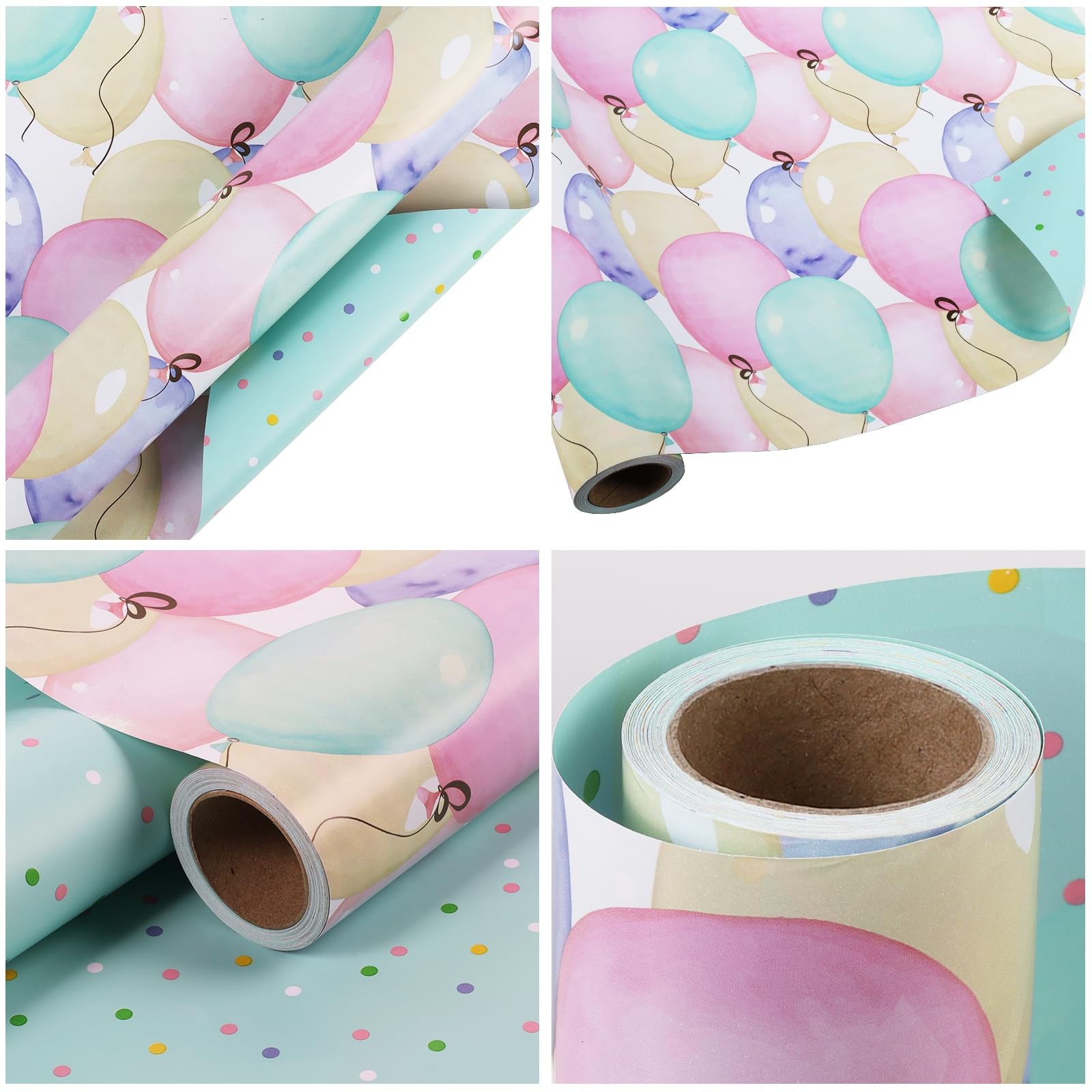 Reversible Baby Shower Wrapping Paper Roll - 17 Inches X 33 Feet (47 sq. ft. ...