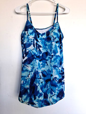 Size 16 blue print tankini, adjustable thin straps, bra. Excellent condition