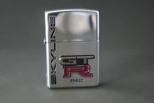 Zippo Nissan GT R BNR32 Skyline Logo Silver Metal Lighter Used