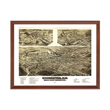 Old Map of Rochester, NH 1884 - Vintage Rochester New Hampsh