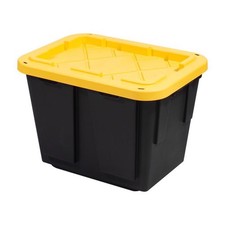 Greenmade Pro. Grade 12 gal Black/Yellow Storage Box  Stackable (4-pack)