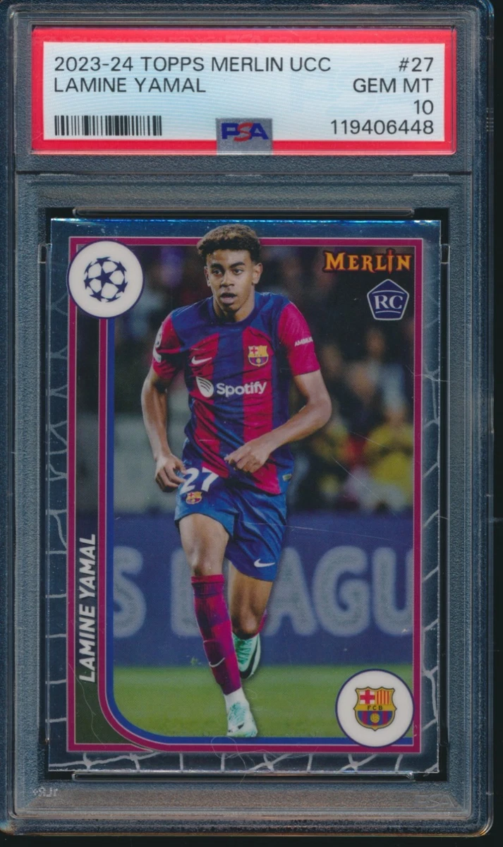 PSA 10 LAMINE YAMAL 2023-24 TOPPS MERLIN UCC Barcelona Rookie Card