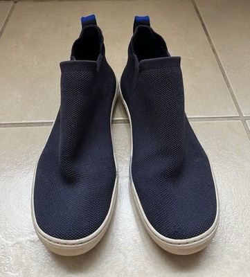 Rothys The Chelsea Boot Womens Size 8.5 Navy Blue Knit Hi Top Comfort Shoe