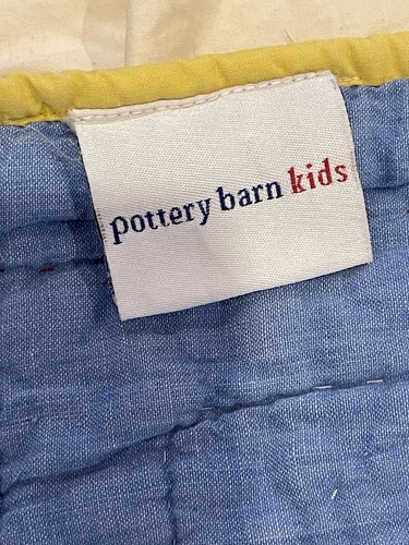 VTG Pottery Barn Kids Baby Quilt town road bus cotton Crib Blanket 47” x 66 flaw - Picture 11 of 12