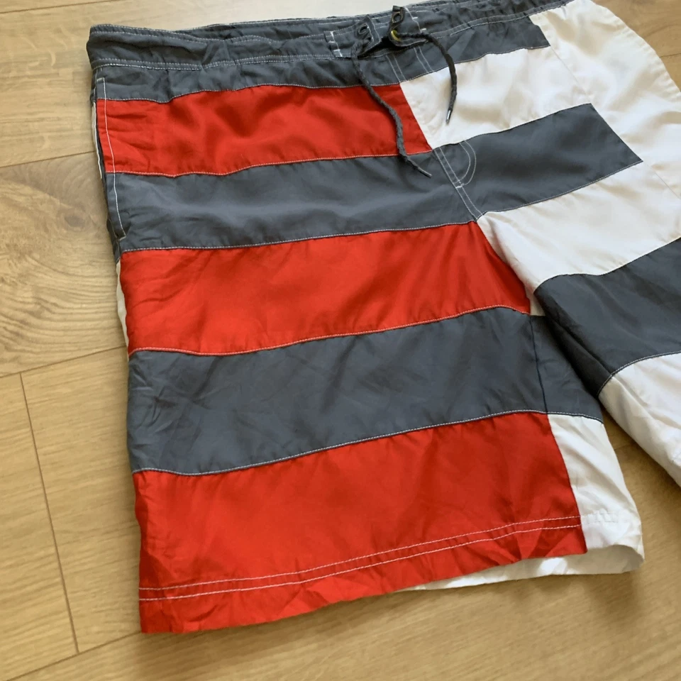 Reebok Mens Boardshorts 2XL Trunks Red Grey White Boardies Summer Beach  - Image 2 of 4