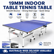 19mm MDF Indoor Table Tennis Table Ping Pong Steel Legs w/ Bats Balls Net