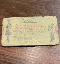 RARE antique 1900s 1910s Rexall Orderlies GRAPHIC TIN laxatives medical United M