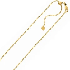 1.50mm Adjustable Cable Chain Necklace 14K Yellow Gold-Plated Silver Up To 22"