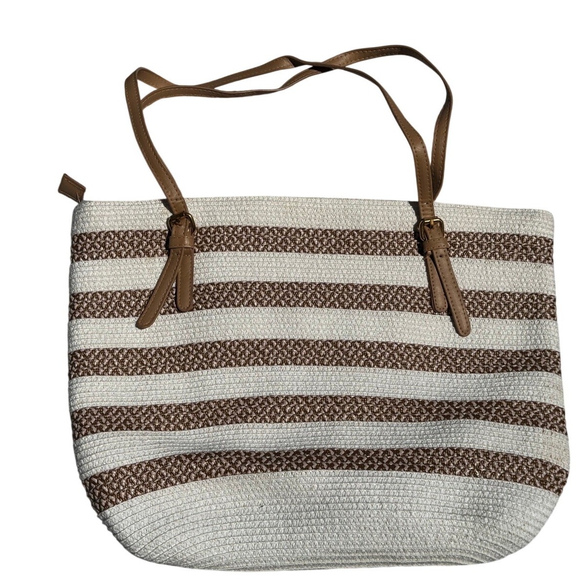 BLUE Saks Fifth Avenue Straw Rattan Tote Bag – beige and brown